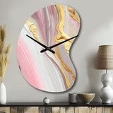 Pink And Gold Marble Abstract III - Asymmetric Metal Wall Clock