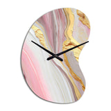 Pink And Gold Marble Abstract III - Asymmetric Metal Wall Clock