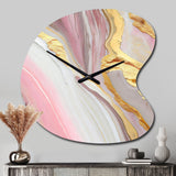Pink And Gold Marble Abstract III - Asymmetric Metal Wall Clock