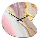 Pink And Gold Marble Abstract III - Asymmetric Metal Wall Clock