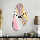 Pink And Gold Marble Abstract III - Asymmetric Metal Wall Clock