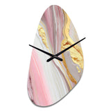 Pink And Gold Marble Abstract III - Asymmetric Metal Wall Clock