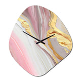 Pink And Gold Marble Abstract III - Asymmetric Metal Wall Clock