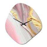 Pink And Gold Marble Abstract III - Asymmetric Metal Wall Clock