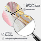 Pink And Gold Marble Abstract III - Asymmetric Metal Wall Clock