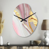Pink And Gold Marble Abstract III - Asymmetric Metal Wall Clock