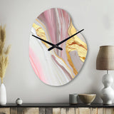 Pink And Gold Marble Abstract III - Asymmetric Metal Wall Clock