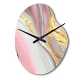 Pink And Gold Marble Abstract III - Asymmetric Metal Wall Clock