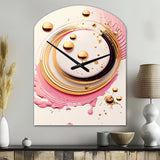 Pink Watercolor Circular Abstract IV - Asymmetric Metal Wall Clock