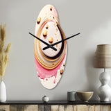 Pink Watercolor Circular Abstract IV - Asymmetric Metal Wall Clock