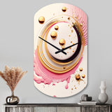 Pink Watercolor Circular Abstract IV - Asymmetric Metal Wall Clock
