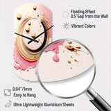 Pink Watercolor Circular Abstract IV - Asymmetric Metal Wall Clock