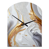 White And Gold Marble Abstract I - Asymmetric Metal Wall Clock