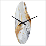 White And Gold Marble Abstract I - Asymmetric Metal Wall Clock