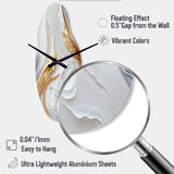 White And Gold Marble Abstract I - Asymmetric Metal Wall Clock