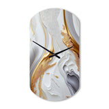 White And Gold Marble Abstract I - Asymmetric Metal Wall Clock