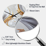 White And Gold Marble Abstract I - Asymmetric Metal Wall Clock