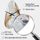 White And Gold Marble Abstract I - Asymmetric Metal Wall Clock