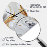 White And Gold Marble Abstract I - Asymmetric Metal Wall Clock