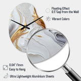 White And Gold Marble Abstract I - Asymmetric Metal Wall Clock