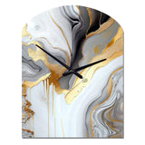 White And Gold Marble Abstract II - Asymmetric Metal Wall Clock