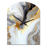 White And Gold Marble Abstract II - Asymmetric Metal Wall Clock