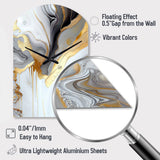 White And Gold Marble Abstract II - Asymmetric Metal Wall Clock