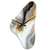 White And Gold Marble Abstract II - Asymmetric Metal Wall Clock