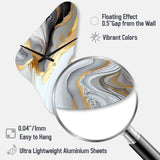 White And Gold Marble Abstract II - Asymmetric Metal Wall Clock