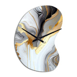 White And Gold Marble Abstract II - Asymmetric Metal Wall Clock