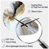 White And Gold Marble Abstract II - Asymmetric Metal Wall Clock