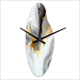 White And Gold Marble Abstract II - Asymmetric Metal Wall Clock