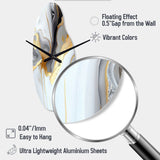 White And Gold Marble Abstract II - Asymmetric Metal Wall Clock