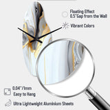 White And Gold Marble Abstract II - Asymmetric Metal Wall Clock