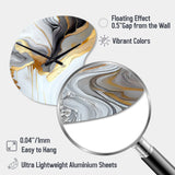 White And Gold Marble Abstract II - Asymmetric Metal Wall Clock