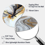 White And Gold Marble Abstract II - Asymmetric Metal Wall Clock