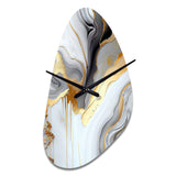 White And Gold Marble Abstract II - Asymmetric Metal Wall Clock
