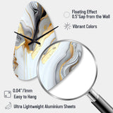 White And Gold Marble Abstract II - Asymmetric Metal Wall Clock