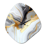 White And Gold Marble Abstract II - Asymmetric Metal Wall Clock