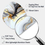 White And Gold Marble Abstract II - Asymmetric Metal Wall Clock