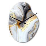 White And Gold Marble Abstract II - Asymmetric Metal Wall Clock