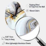 White And Gold Marble Abstract II - Asymmetric Metal Wall Clock