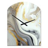 White And Gold Marble Abstract III - Asymmetric Metal Wall Clock