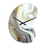 White And Gold Marble Abstract III - Asymmetric Metal Wall Clock