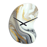 White And Gold Marble Abstract III - Asymmetric Metal Wall Clock