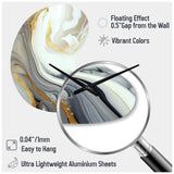 White And Gold Marble Abstract III - Asymmetric Metal Wall Clock
