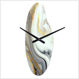 White And Gold Marble Abstract III - Asymmetric Metal Wall Clock
