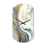 White And Gold Marble Abstract III - Asymmetric Metal Wall Clock