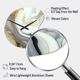White And Gold Marble Abstract III - Asymmetric Metal Wall Clock