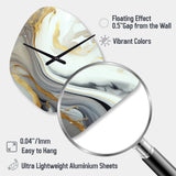 White And Gold Marble Abstract III - Asymmetric Metal Wall Clock